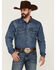 Image #1 - Kimes Ranch Men's Grimes Dark Indigo Wash Denim Long Sleeve Snap Western Shirt, , hi-res