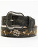 Shyanne Women's Floral Cream Embroidery Black Western Belt, Black, hi-res
