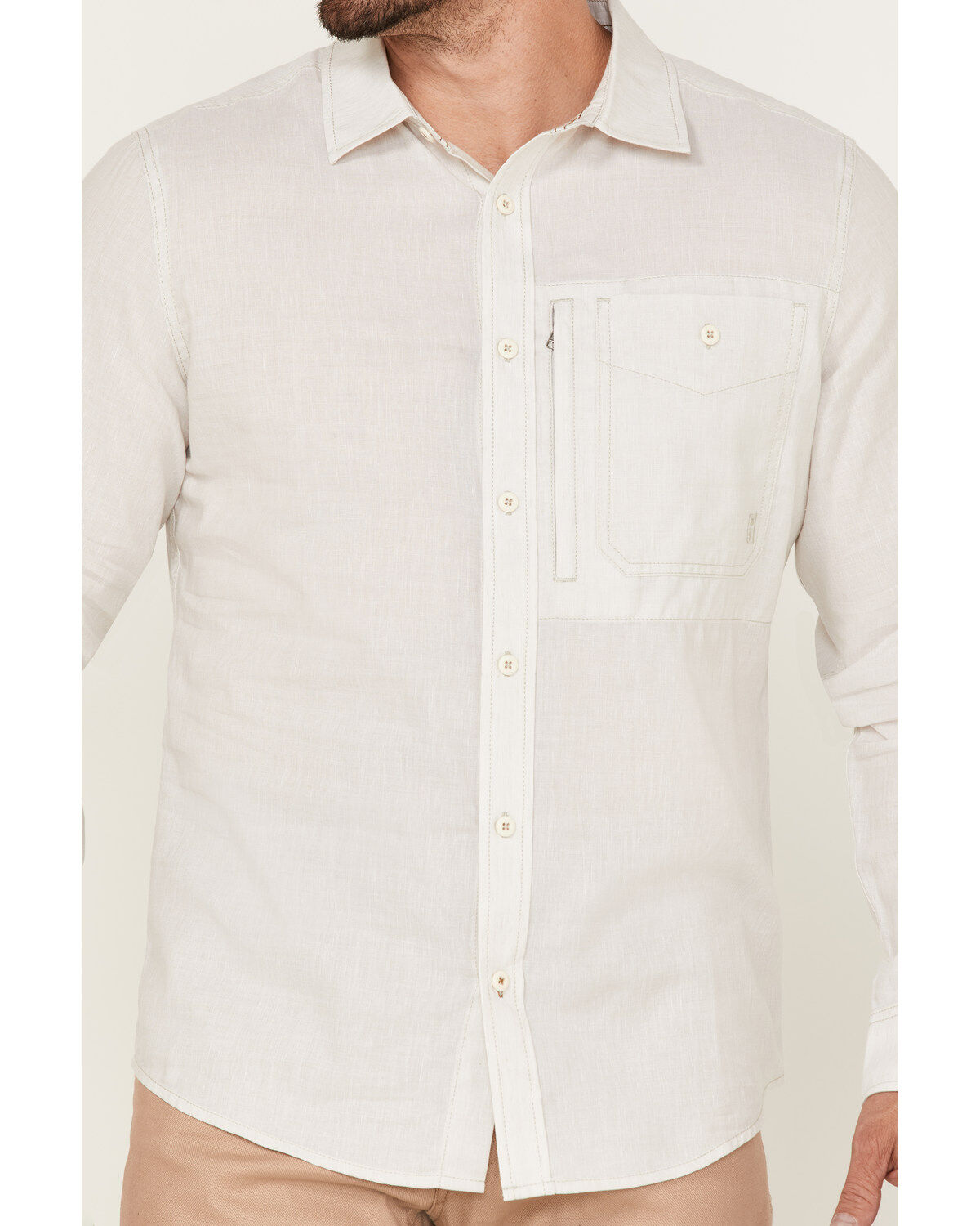 Image #3 - Brothers and Sons Men's Performance Solid Long Sleeve Button Down Western Shirt, Sand, hi-res
