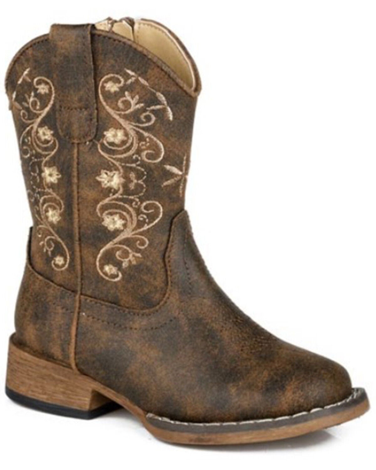 Image #1 - Roper Toddler Girls' Bailey Western Boots - Round Toe, Brown, hi-res