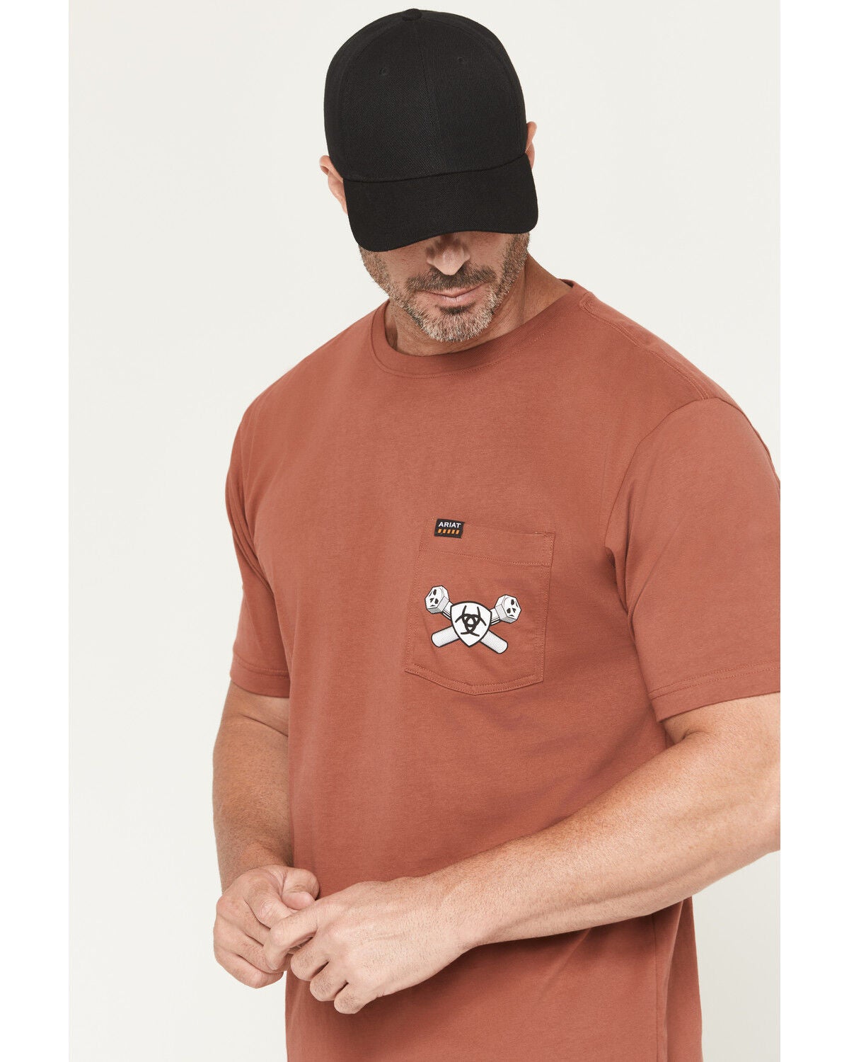 Image #2 - Ariat Men's Rebar Cotton Strong Bolt Skull Short Sleeve Work T-Shirt, Red, hi-res
