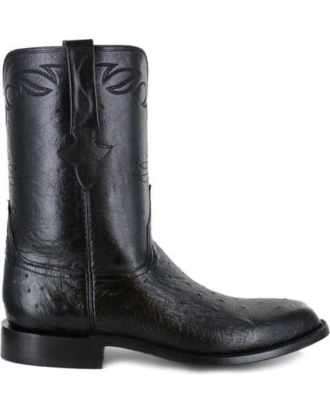 Lucchese Men's Ward Smooth Ostrich Roper Boots, Black, hi-res