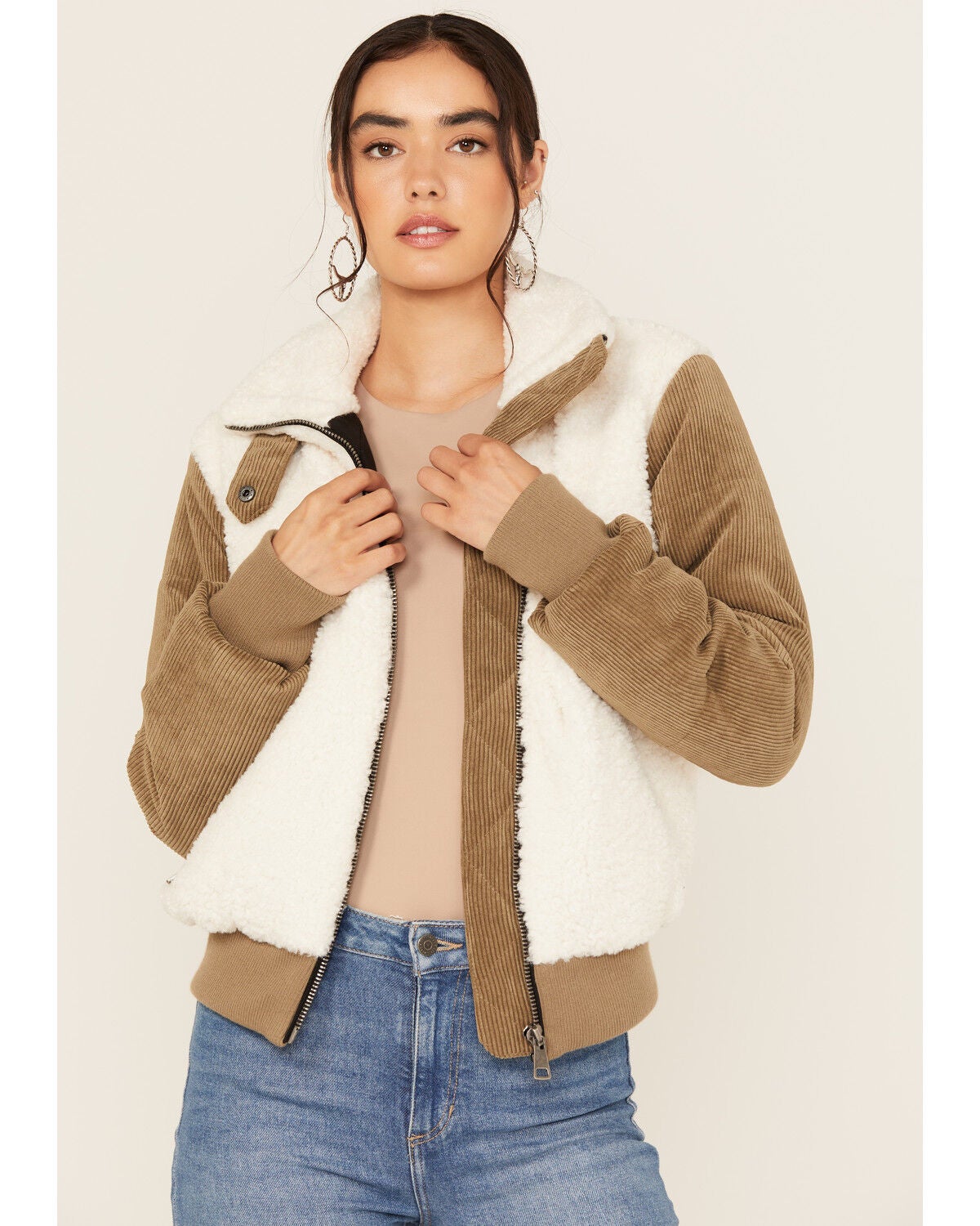 Stoosh Women's Sherpa Jacket, Olive, hi-res