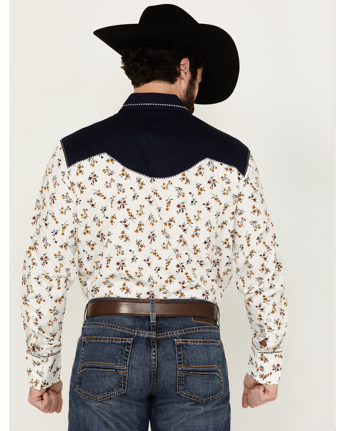 Image #4 - Wrangler Men's Rodeo Ben Color Block Floral Print Long Sleeve Pearl Snap Western Shirt, Multi, hi-res