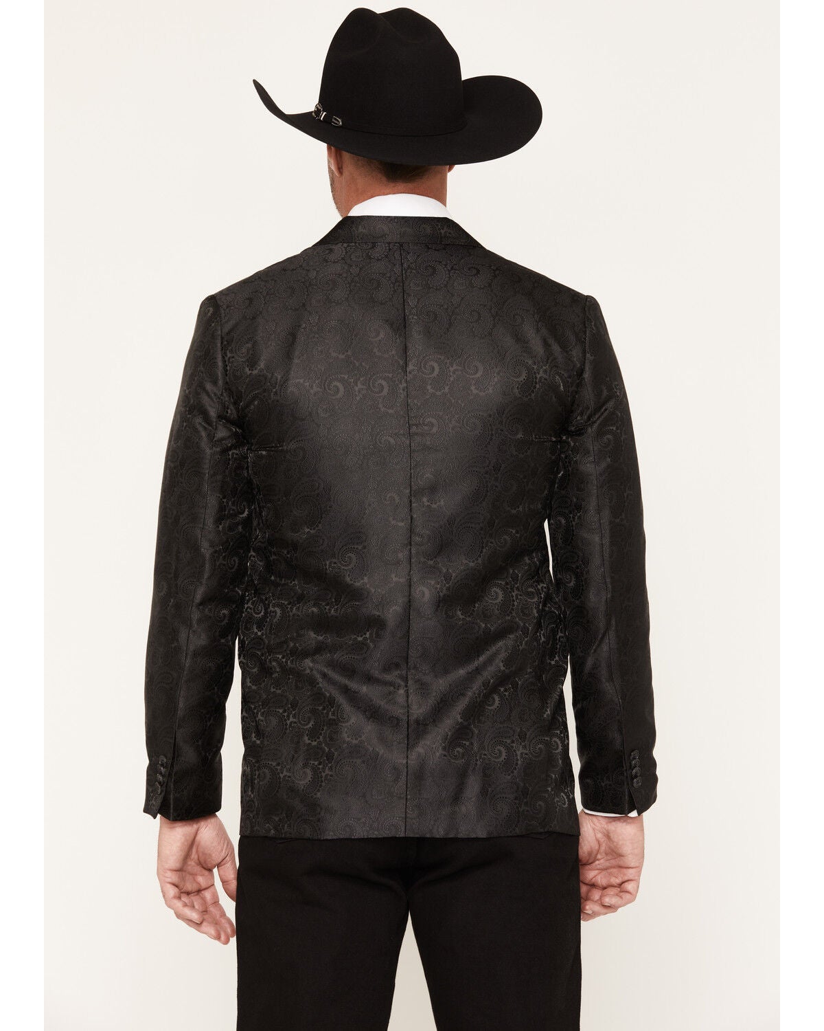 Image #4 - Rock & Roll Denim Men's Paisley Print Satin Sportcoat, Black, hi-res
