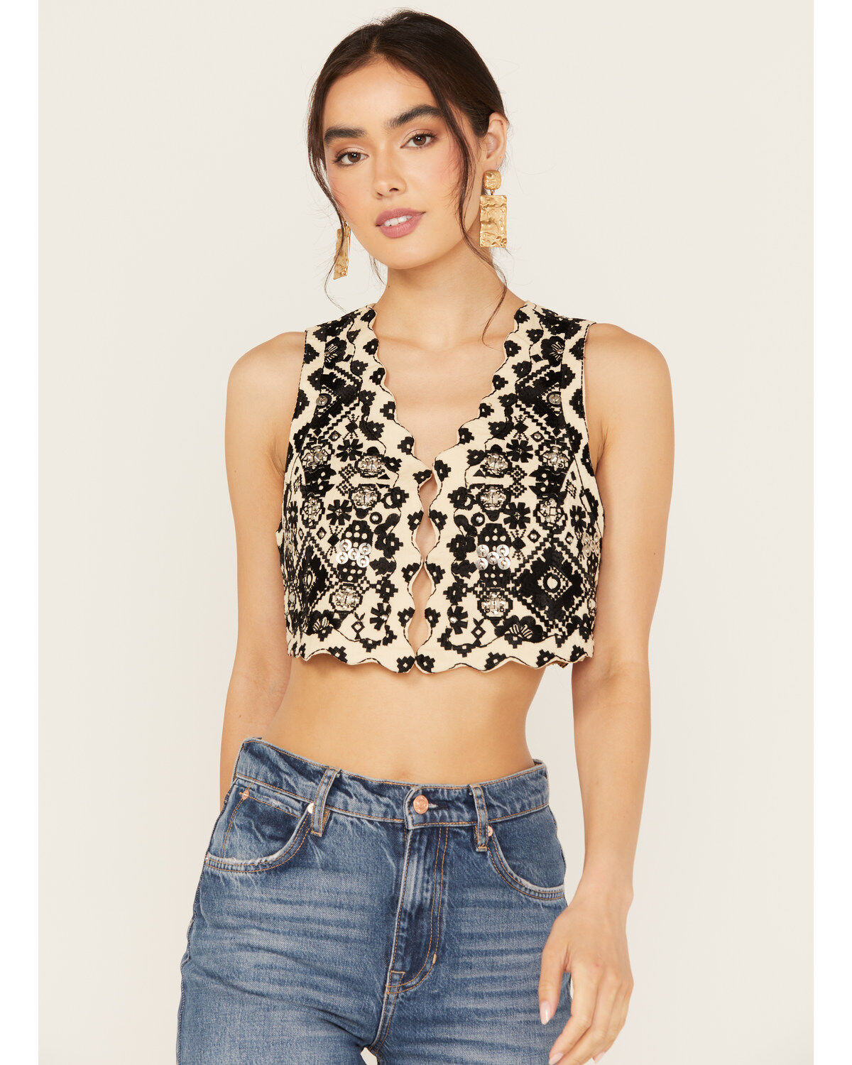 Image #2 - Free People Women's Marigold Vest, Black/white, hi-res