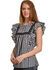 Image #1 - New Direction Sport Women's Black Plaid Gromets Top , , hi-res
