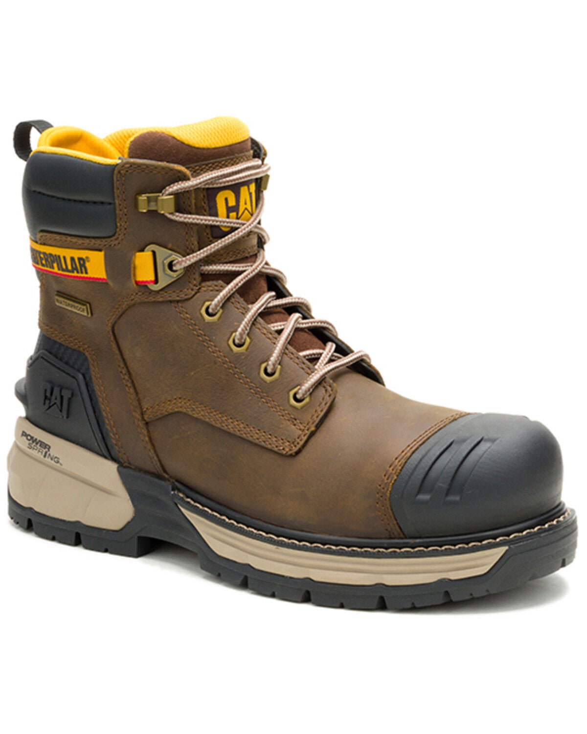 Caterpillar Men's Excavator Spring 6" Waterproof Work Boots - Composite Toe, Brown, hi-res
