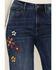 Image #2 - Driftwood Women's Mona X Boogie Nights Dark Wash High Rise Floral Embroidered Flare Stretch Denim Jeans, Medium Wash, hi-res