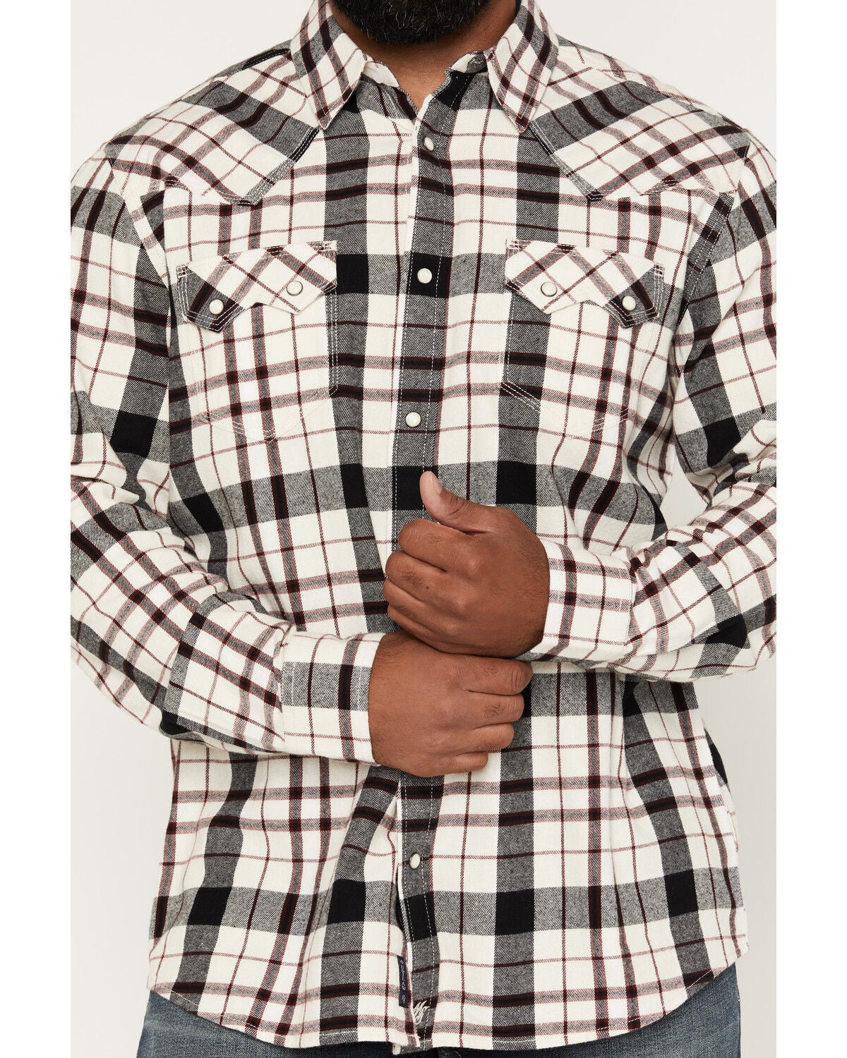 Image #3 - Moonshine Spirit&reg;&nbsp;Men's Austin Plaid Print Long Sleeve Snap Flannel Shirt, Cream, hi-res
