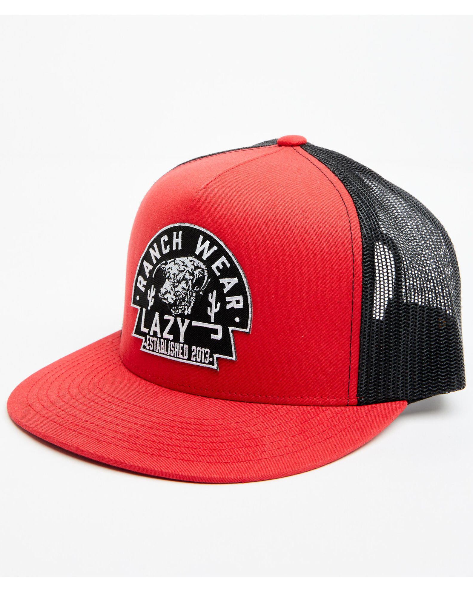 Lazy J Ranch Men's Red & Black Arrowhead Logo Patch Mesh-Back Ball Cap