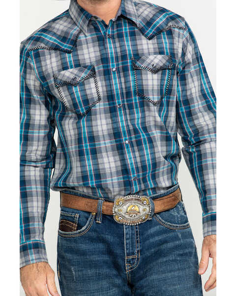 Image #4 - Cody James Men's Stallion Small Plaid Print Long Sleeve Western Shirt , , hi-res