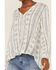 En Creme Women's Textured Floral Stripe Long Sleeve Top, Ivory, hi-res