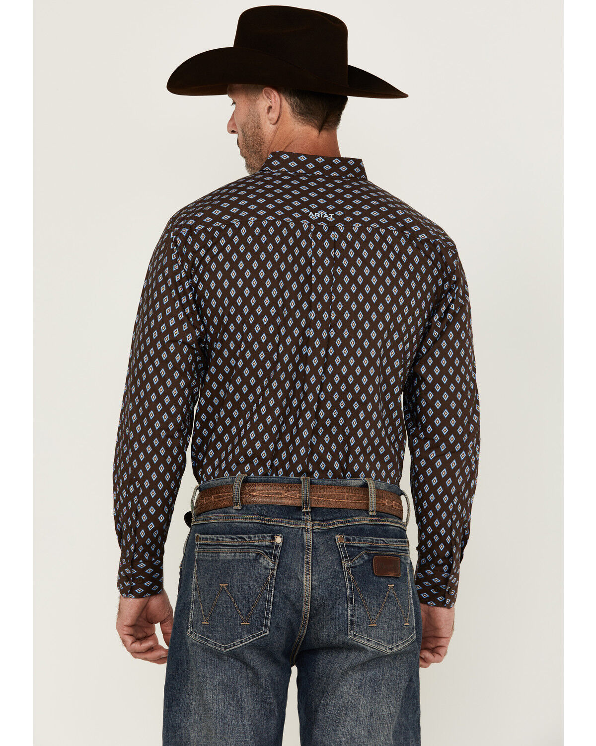 Image #4 - Ariat Men's Team Geo Print Long Sleeve Button-Down Western Shirt, Brown, hi-res
