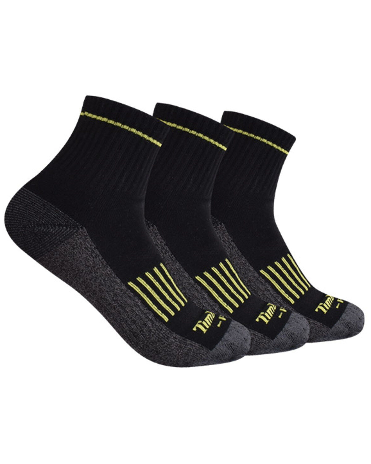 Image #3 - Timberland PRO Men's Rugged Accent 1.2 Cushion Quarter Socks - 3 Piece, Black, hi-res
