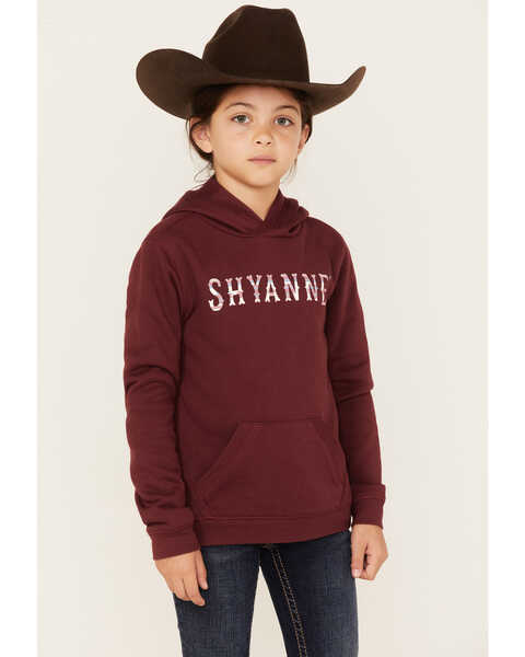 Shyanne Girls' Logo Hooded Sweatshirt, Burgundy, hi-res