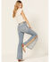 Image #3 - Cello Women's Light Wash High Rise Split Flare Jeans, Blue, hi-res