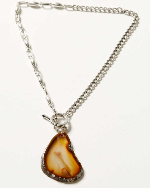 Shyanne Women's Monument Valley Brown Agate Stone Necklace, Silver, hi-res