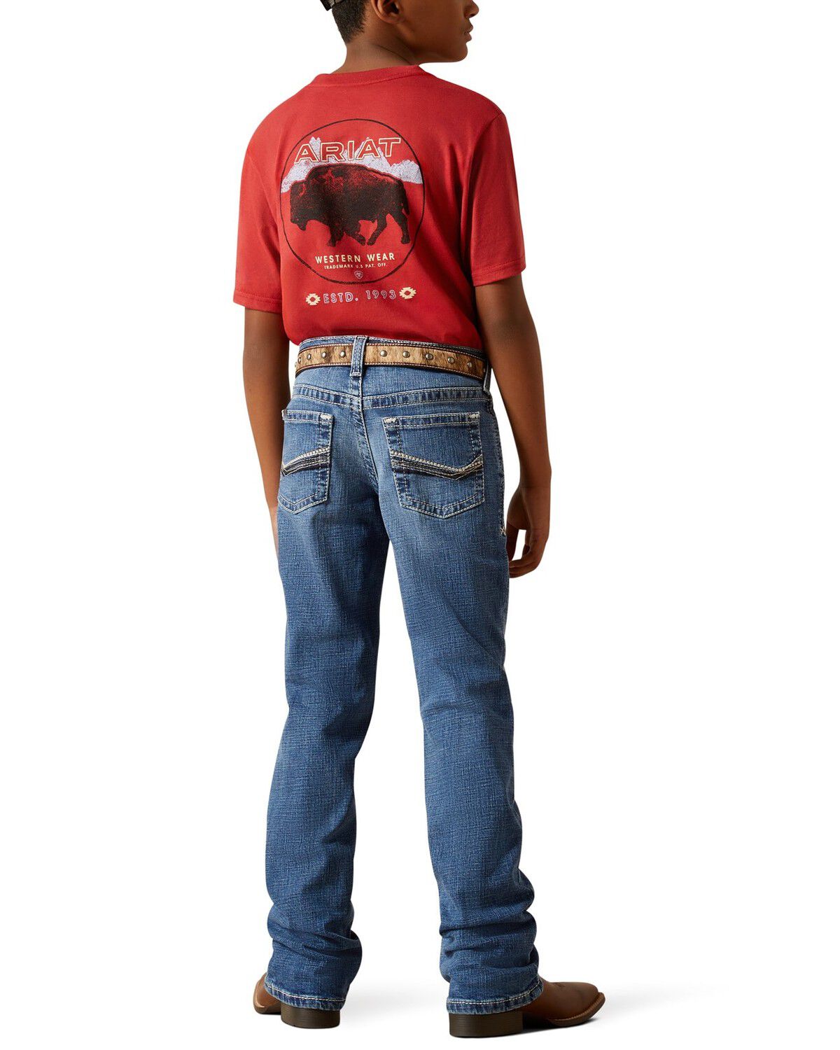 Image #2 - Ariat Boys' B4 Marshall Relaxed Bootcut Denim Jeans, Dark Wash, hi-res