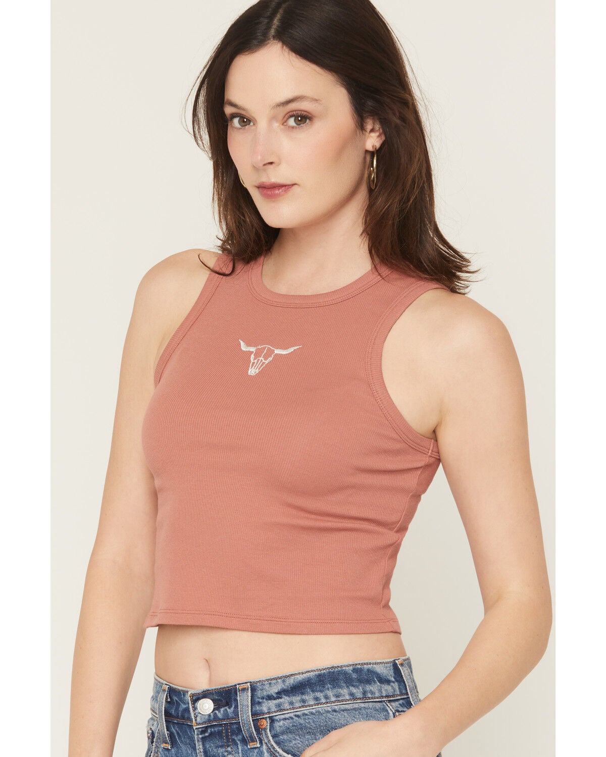 Image #2 - Originality Women's Steer Graphic Tank, Rust Copper, hi-res