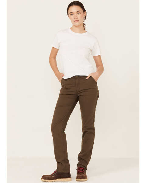 Carhartt Women's Rugged Flex® Relaxed Fit Canvas Stretch Work Pants, Dark Brown, hi-res