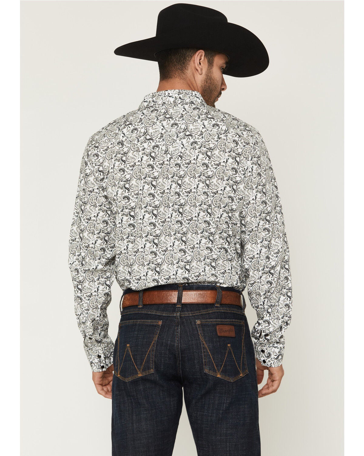 Image #4 - Gibson Trading Co Men's Bone Ridge Paisley Print Long Sleeve Snap Western Shirt - Big, Ivory, hi-res
