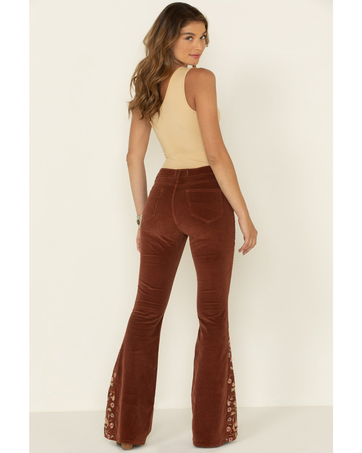 Brown corduroy flared jeans Clearance
