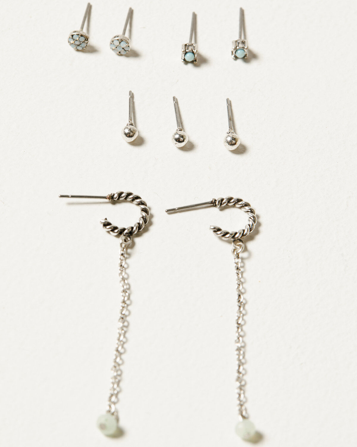 Image #4 - Shyanne Women's Delicate Pastel Stone Multi Earring Set - 12 Piece, Silver, hi-res