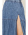 Image #2 - Angie Women's Acid Washed Split Maxi Skirt, Dark Wash, hi-res