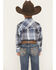 Image #4 - Ely Walker Boys' Plaid Print Long Sleeve Pearl Snap Western Shirt, Blue, hi-res
