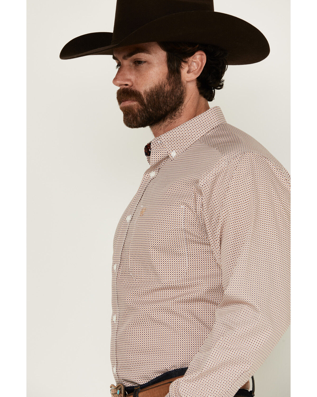 Image #2 - Ariat Men's Ike Geo Print Long Sleeve Button-Down Western Shirt, White, hi-res