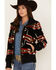 Image #2 - Pendleton Women's Foxglove Berber Mixed Print Fleece Bomber Jacket , Black, hi-res