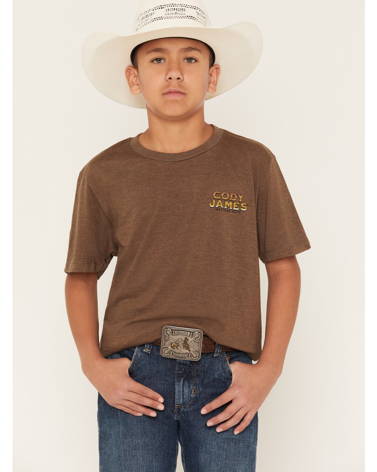 Image #2 - Cody James Boys' Frontier Bison Short Sleeve Graphic T-Shirt, Brown, hi-res