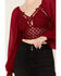 Image #3 - Flying Tomato Women's Crochet Front Long Sleeve Top, , hi-res