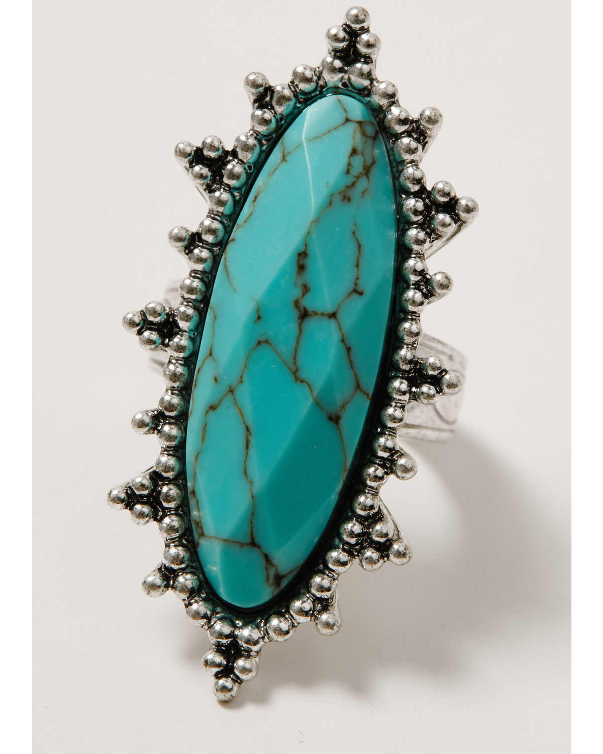 Image #2 - Lainey Wilson Women's Hold Me Faceted Oval Statement Ring, Silver, hi-res