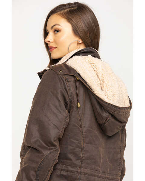Image #4 - Outback Trading Co. Women's Woodbury Canyonland Jacket with Sherpa Hood, Brown, hi-res