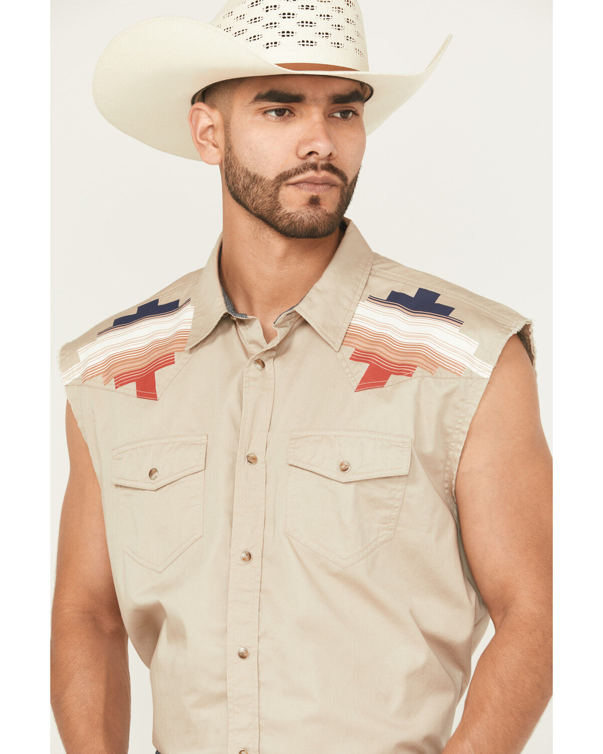 Image #2 - Cody James Men's Thunderbird Legends Cutoff Snap Western Shirt, Tan, hi-res