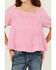 Image #3 - Hayden LA Girls' Puff Sleeve Top, Pink, hi-res