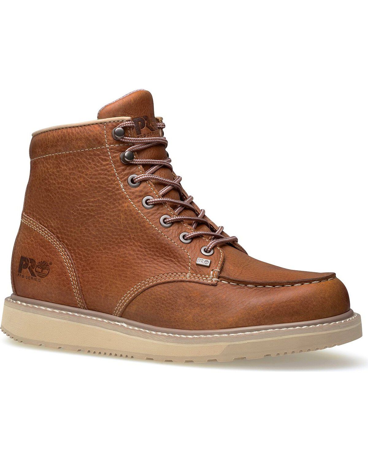 Image #1 - Timberland PRO Barstow 6" Lace-Up Wedge Moc Work Boots - Soft Toe, Rust, hi-res