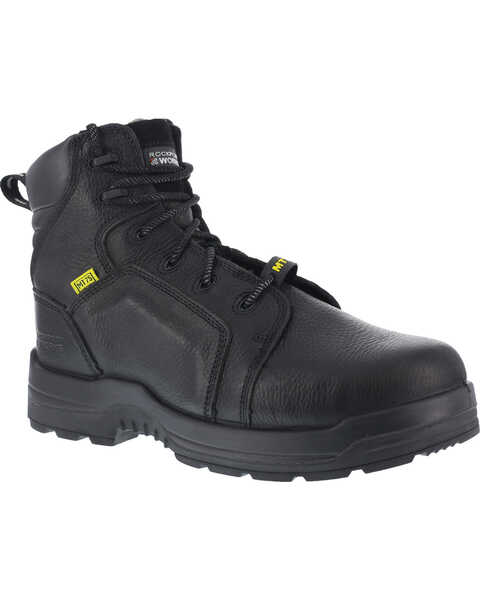 Image #1 - Rockport More Energy Black 6" Lace-Up Work Boots - Composite Toe, Black, hi-res