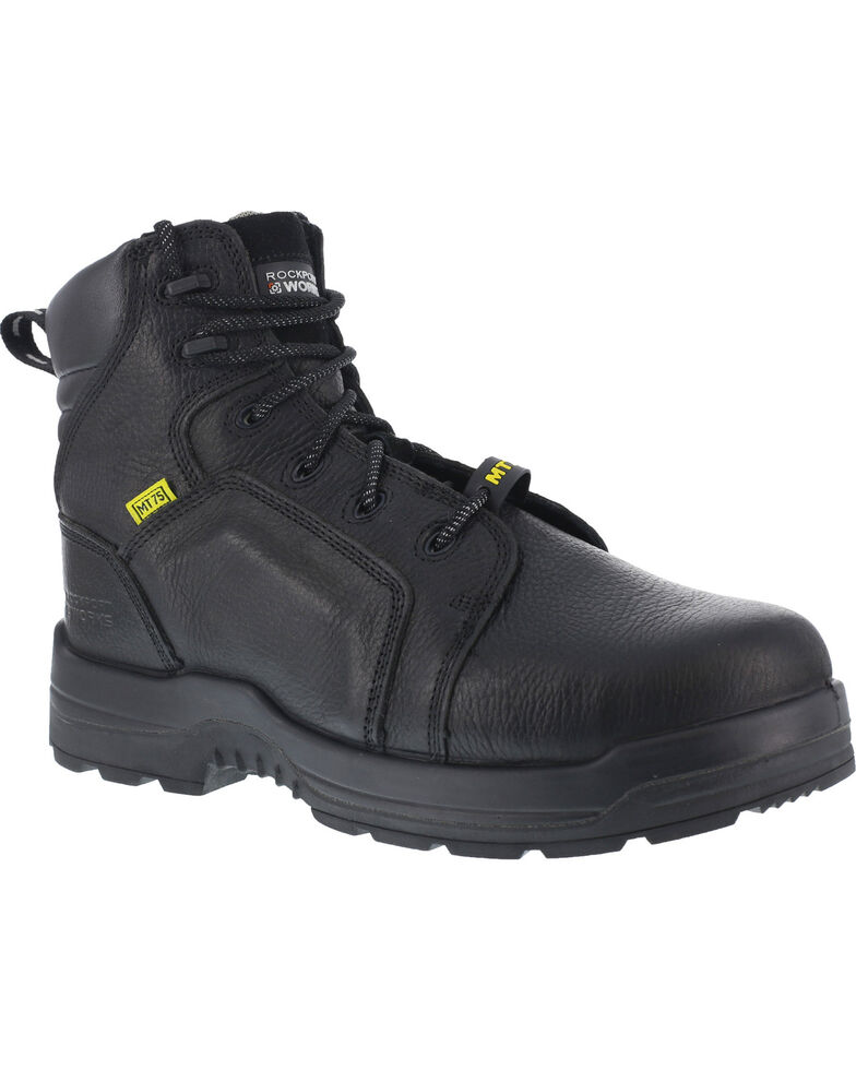 Rockport More Energy Black 6" Lace-Up Work Boots - Composite Toe, Black, hi-res