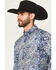 Image #2 - Cody James Men's Ride 'Em Cowboy Paisley Print Long Sleeve Button-Down Stretch Western Shirt, Blue, hi-res