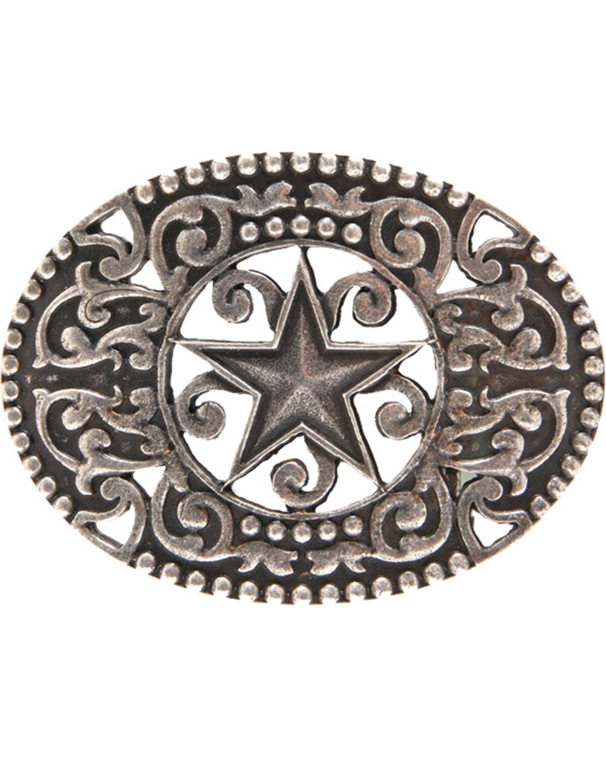 Image #1 - AndWest Men's Antique Pewter Stars & Scrolls Belt Buckle, Silver, hi-res