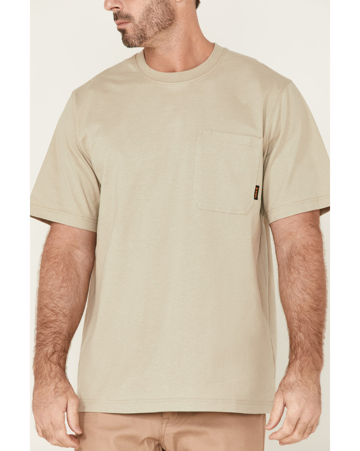 Image #3 - Hawx Men's Solid Taupe Force Heavyweight Short Sleeve Work Pocket T-Shirt, Taupe, hi-res