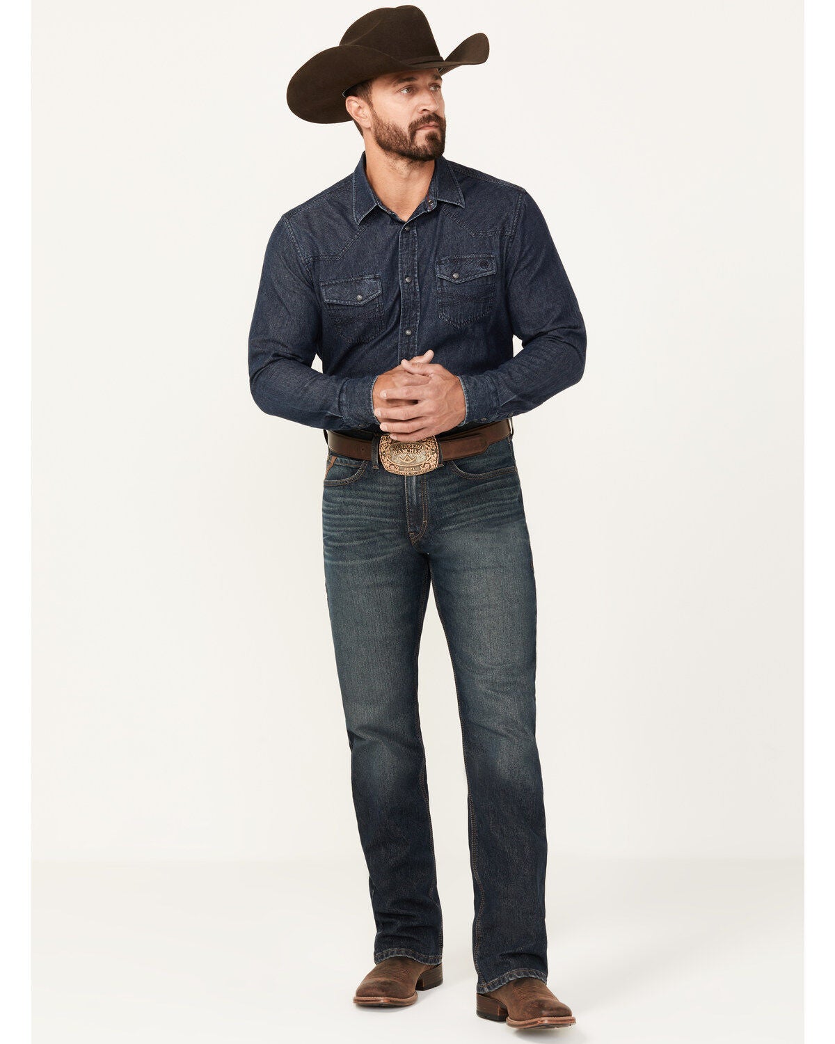 Ariat Men's M2 Atlas Ray Dark Wash Relaxed Bootcut Pro Series Performance Denim Jeans, Medium Wash, hi-res