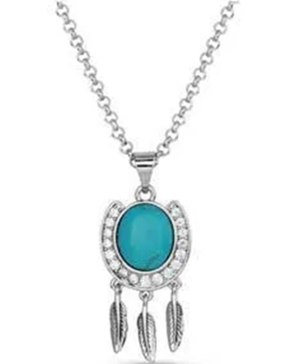 Montana Silversmiths Women's Catching Luck Horseshoe Necklace, Silver, hi-res