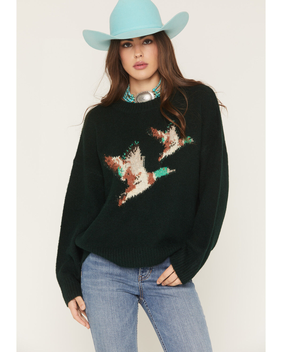 Bailey Rose Women's Duck Sweater, Green, hi-res