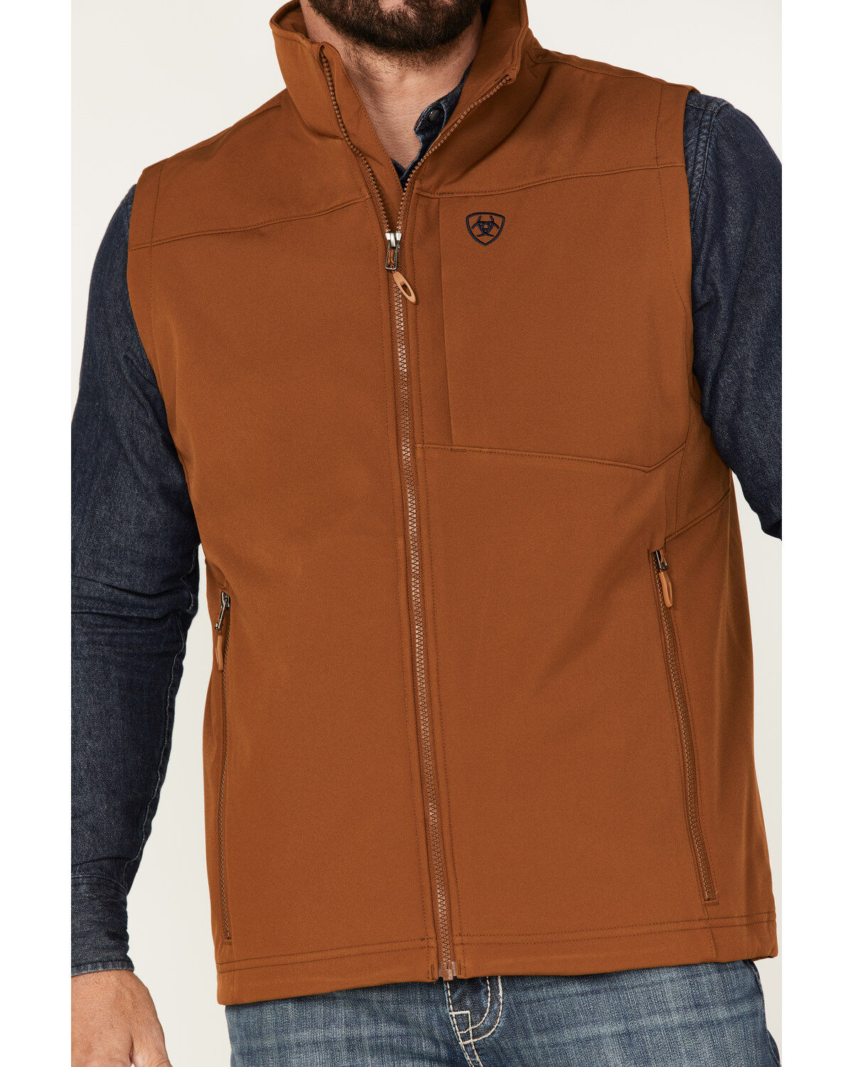 Image #3 - Ariat Men's Logo 2.0 Softshell Vest, Chestnut, hi-res