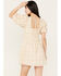 En Creme Women's Gingham and Dot Print Short Sleeve Mini Dress, Sand, hi-res