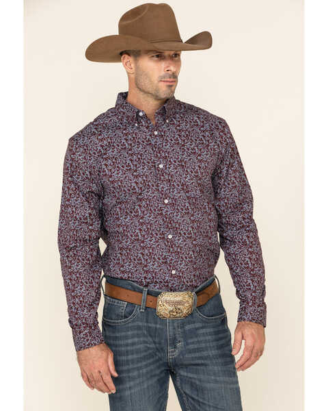 Image #1 - Cody James Core Men's Branched Out Small Floral Print Long Sleeve Western Shirt , , hi-res